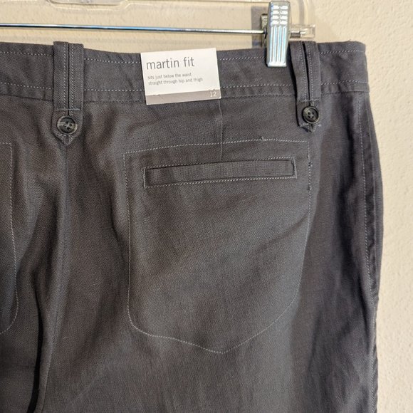 Banana Republic NWT 100% Linen Martin Fit Pant Charcoal Size 12 - Picture 11 of 11